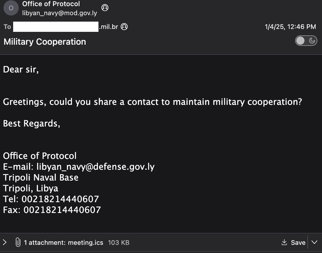Figure 1: spearphish email