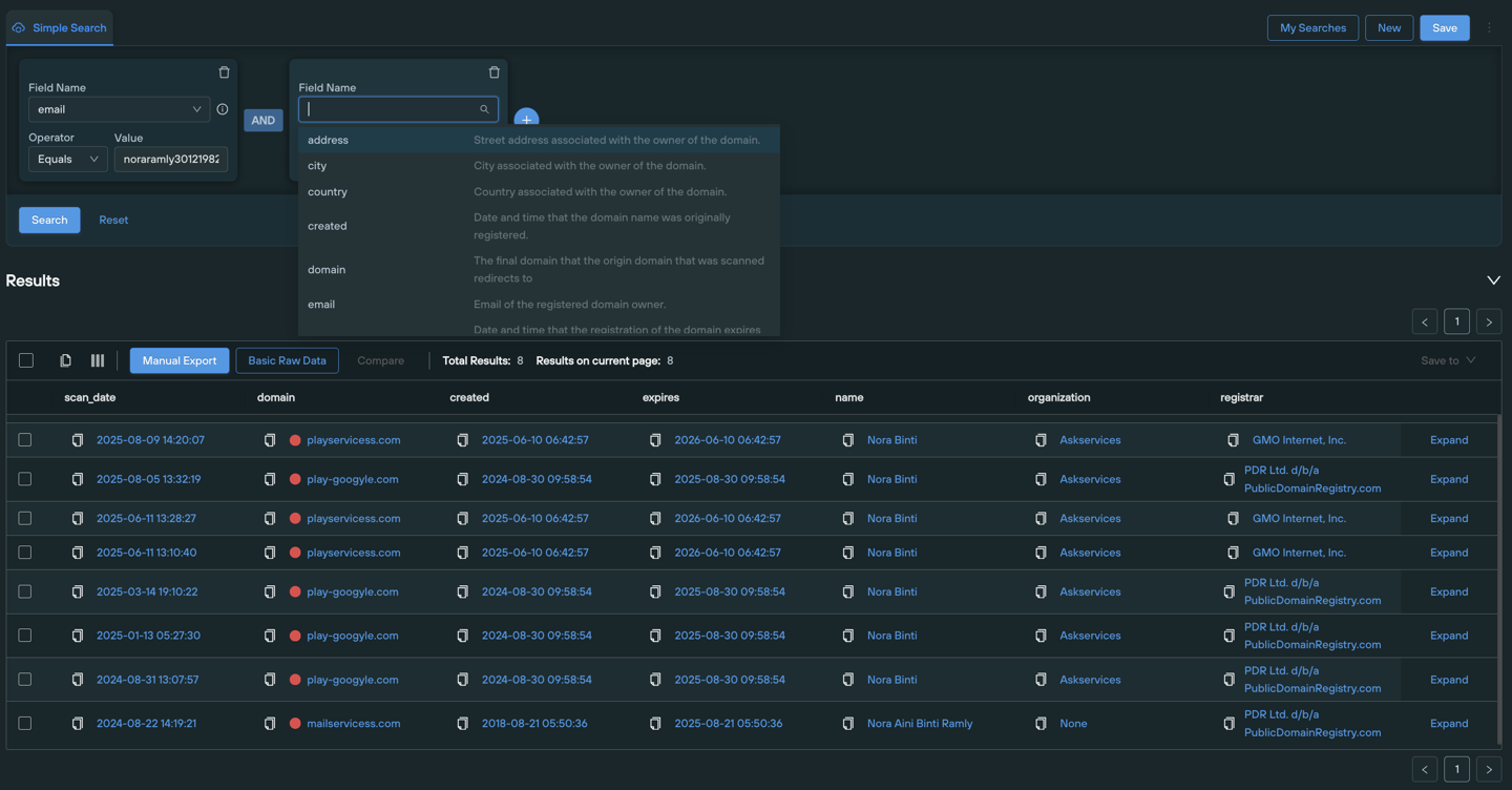 Figure 10: SilentPush free WHOIS scanner