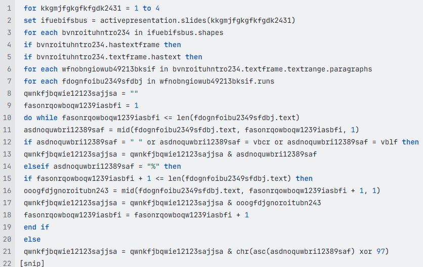 Figure 11: custom macro obfuscation 